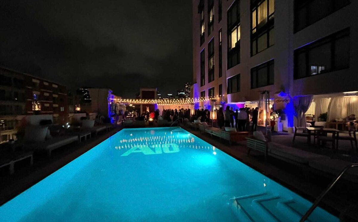 Rooftop pool reception